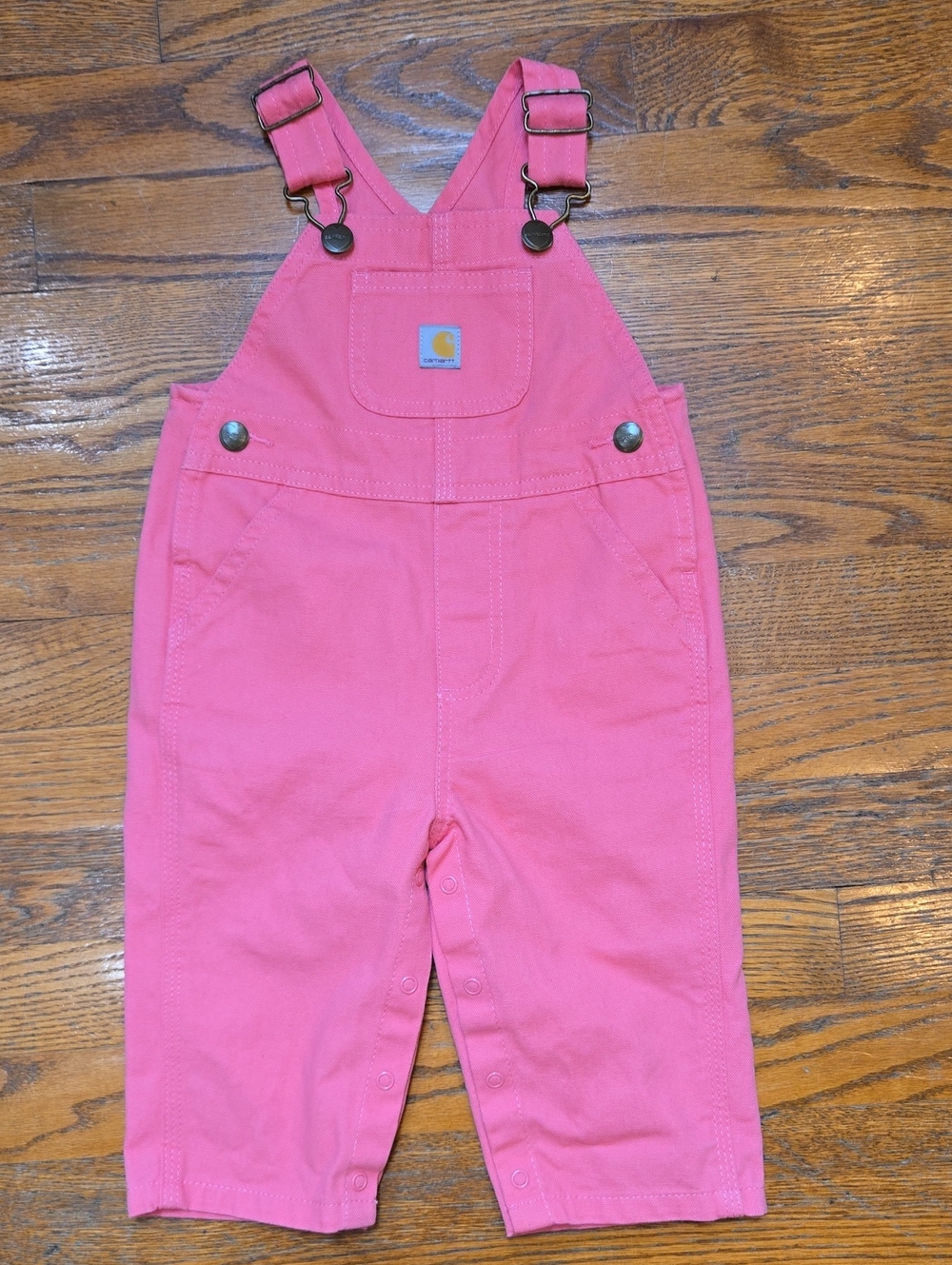 Carhartt Pink Lemonade Canvas' Overalls with Front Pocket, Size 9M